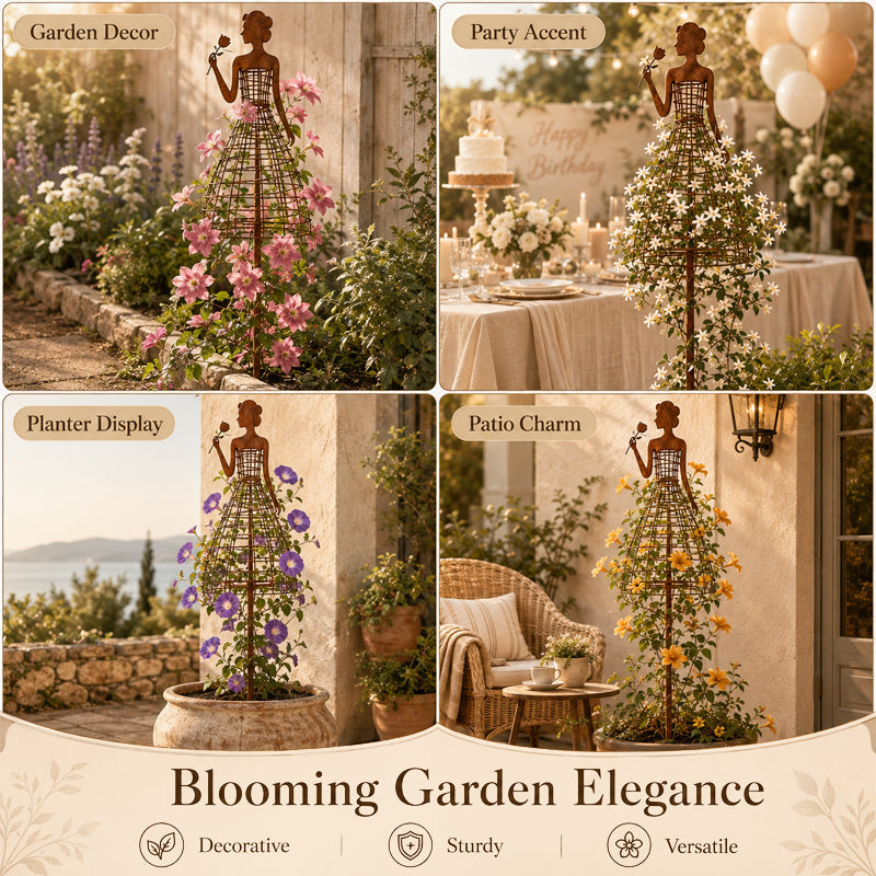 Traliccio rampicante per piante a forma di abito da donna in stile Rust 🌹 Decorazione da giardino per estern