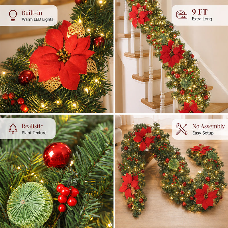 🎄 Ghirlanda natalizia di aghi di pino da appendere alla porta, sulla mensola del camino e come decorazione natalizia per la cas