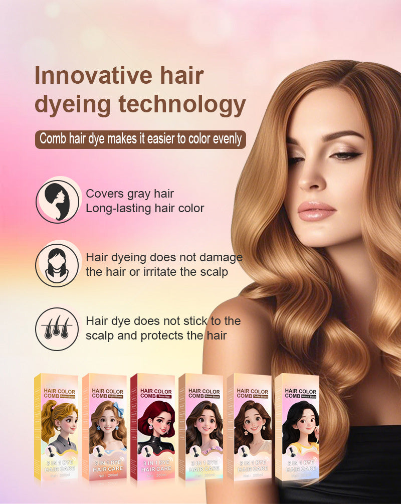 Pettine 3-in-1 per la colorazione dei capelli | Colorazione facile a casa con spazzola integrat