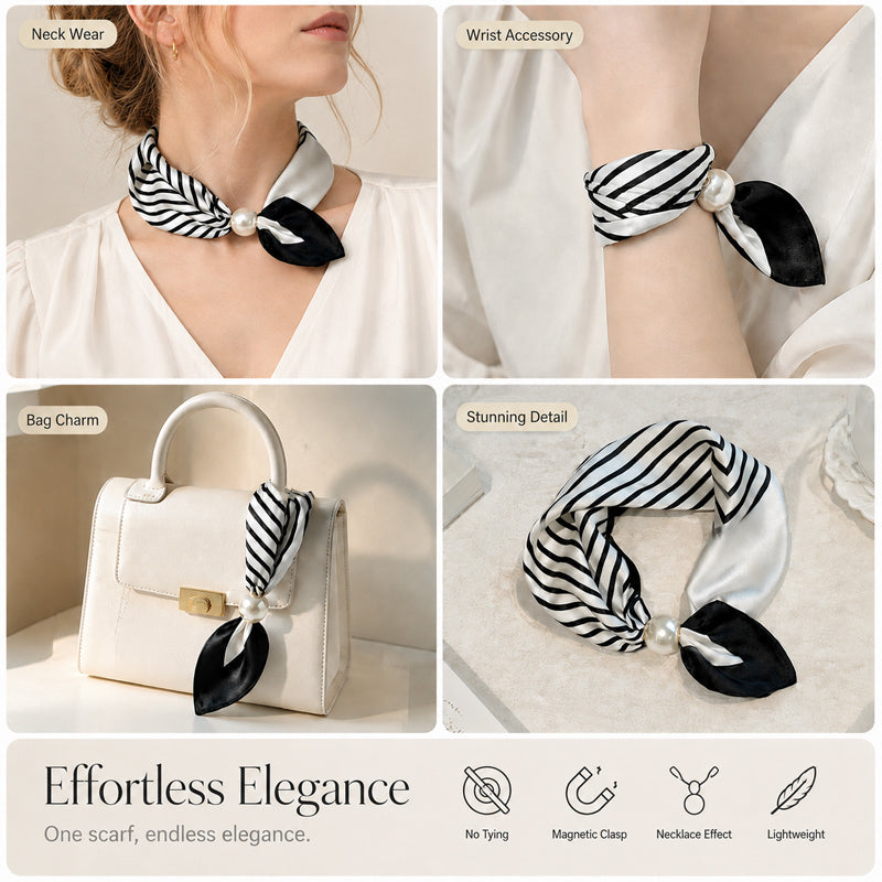 🤍 Collana con sciarpa di perle e chiusura magnetica - Chiusura magnetica, stile istantaneo in pochi secondi! ✨📦