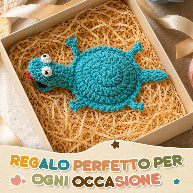 Sottobicchiere a forma di lucertola che urla fatto a mano all'uncinetto, un regalo di compleanno o di laurea creativo e divertente
