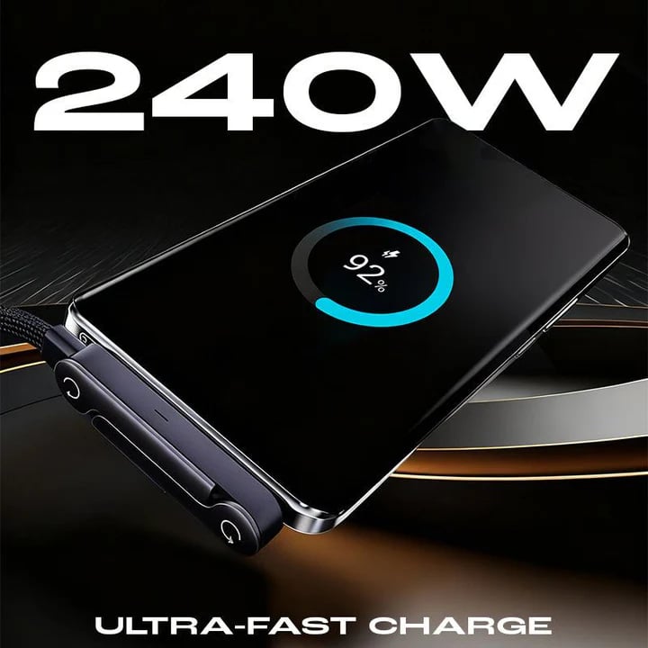 ⚡ Cavo caricabatterie con supporto invisibile 2 in 1: cavo di ricarica rapida da 240 W con supporto per telefono integrato
