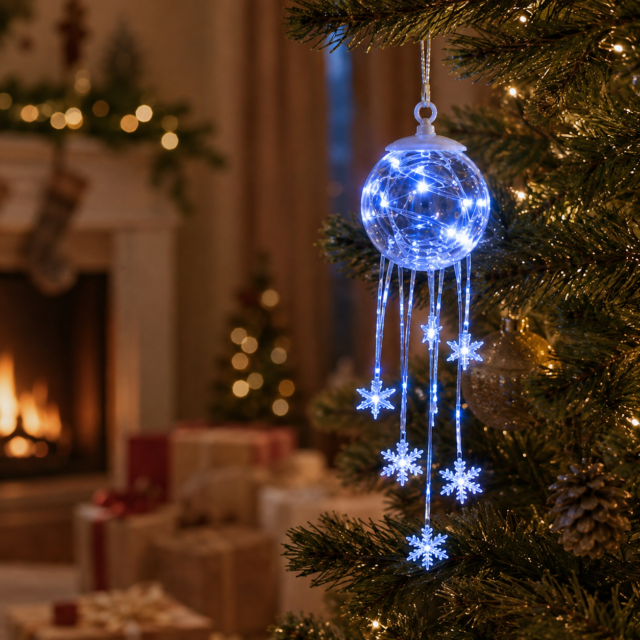 Winter Magic Snowflake Cascade – Decorazione natalizia sospesa a LED❄️