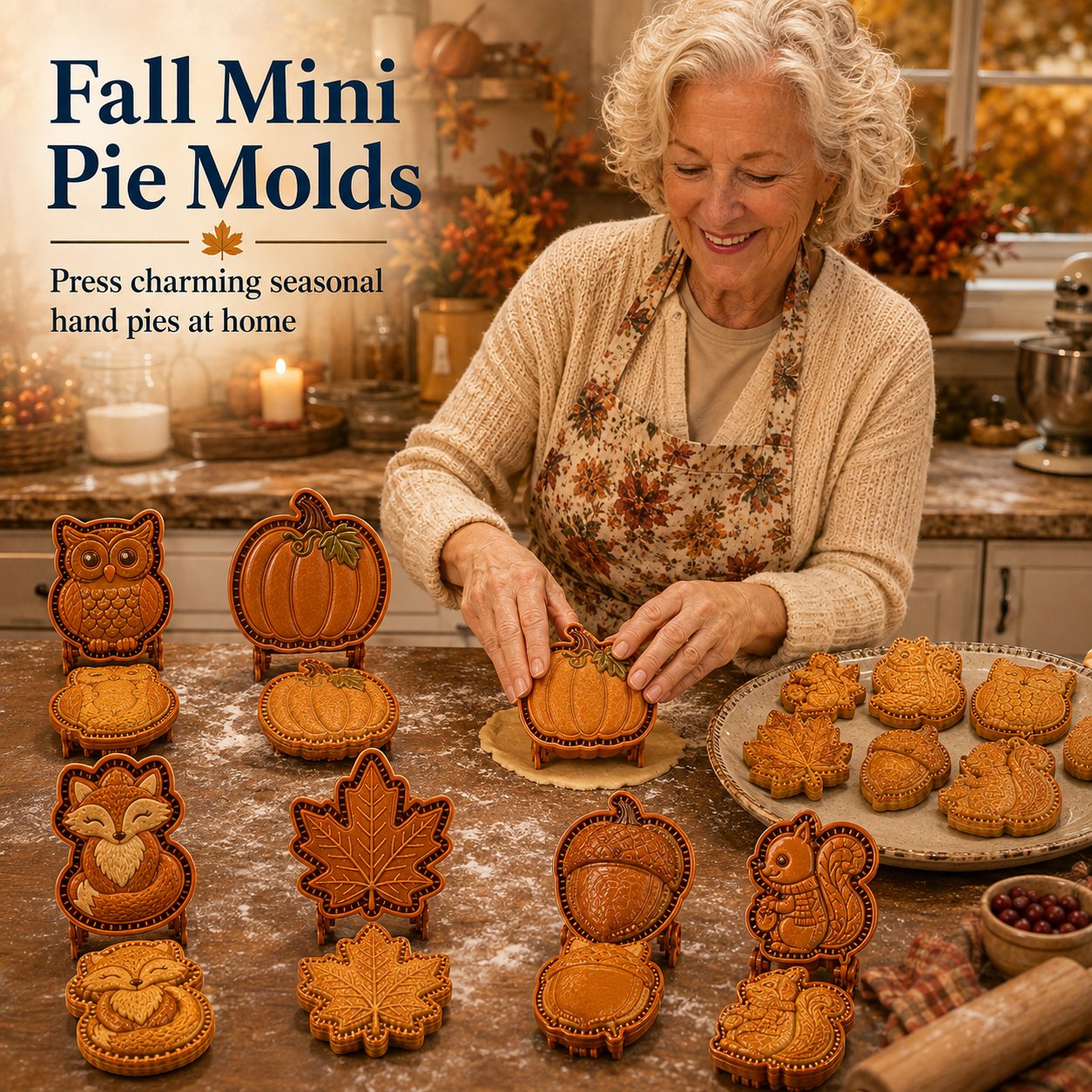 🍂 Collezione di 8 stampi per mini torte autunnali | Stampi riutilizzabili con motivi in rilievo per realizzare forme dettagliate di gufo, volpe, tacchino, zucca, ghianda e altro ancora 🍂✨