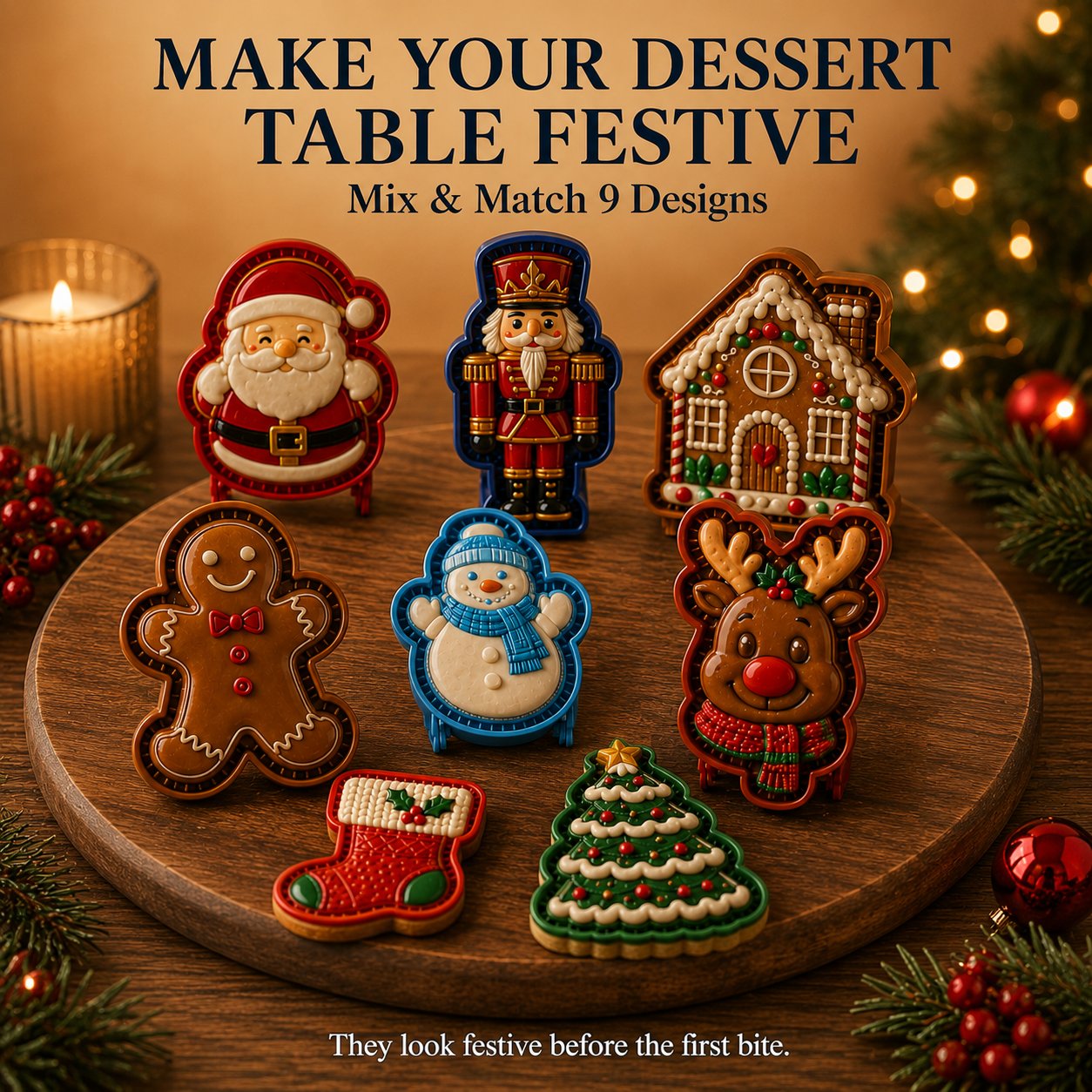 🎄 Collezione di 8 stampi per mini tortine natalizie