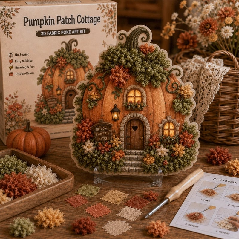 🔥 Ultimo giorno: sconto del 49% – ✨ Kit “Whimsical Village” per arte 3D con tessuto (tecnica Poke Art)