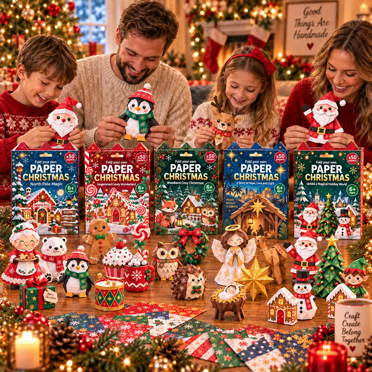 🎄Kit fai da te per decorazioni natalizie in carta – 250 fogli, 5 temi festivi
