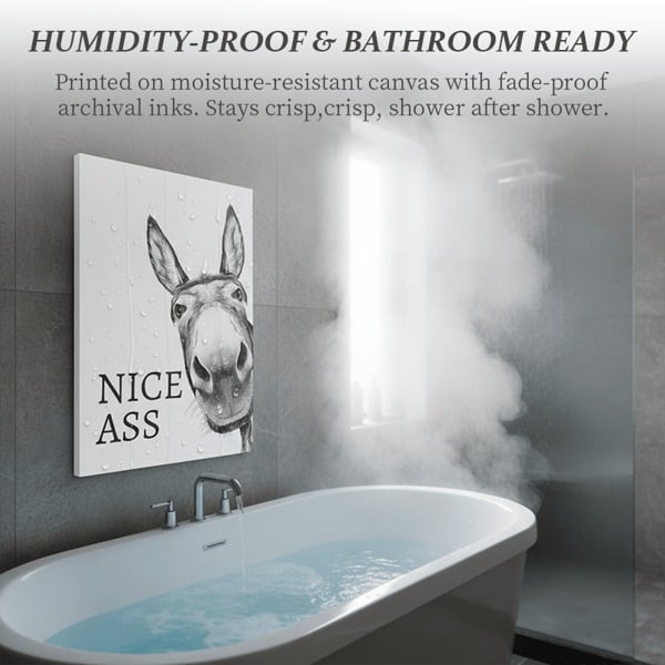L'arte su tela del bagno con l'asino "Nice Ass" Umorismo nascosto per un bagliore puro