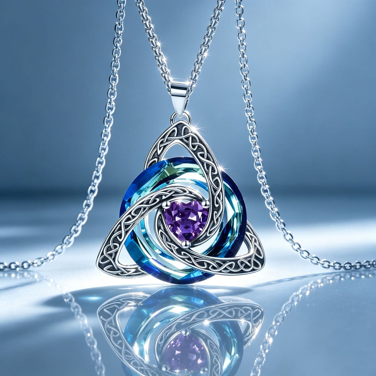 ✨Collana con nodo celtico della Trinità e pietra natale – Un simbolo significativo di amore e legame ❤️