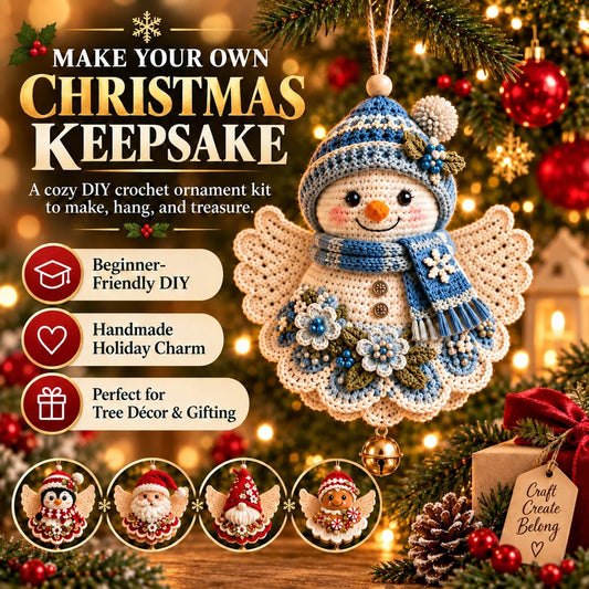 🎄 Kit fai da te per realizzare un angelo natalizio all’uncinetto come decorazione natalizia – Realizzalo tu stesso, appendilo e custodiscilo con cura