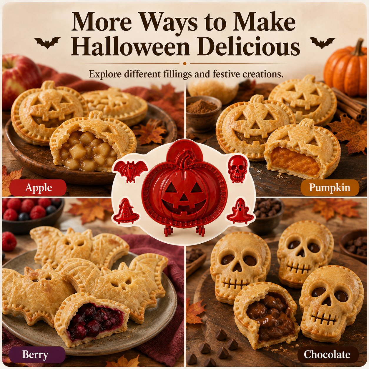 🎃 Set di 8 stampini per mini tortine di Halloween