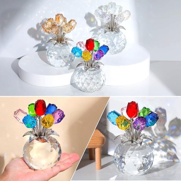🌈✨ Fiori di rosa di cristallo - Decorazione creativa per la casa ✨🌈