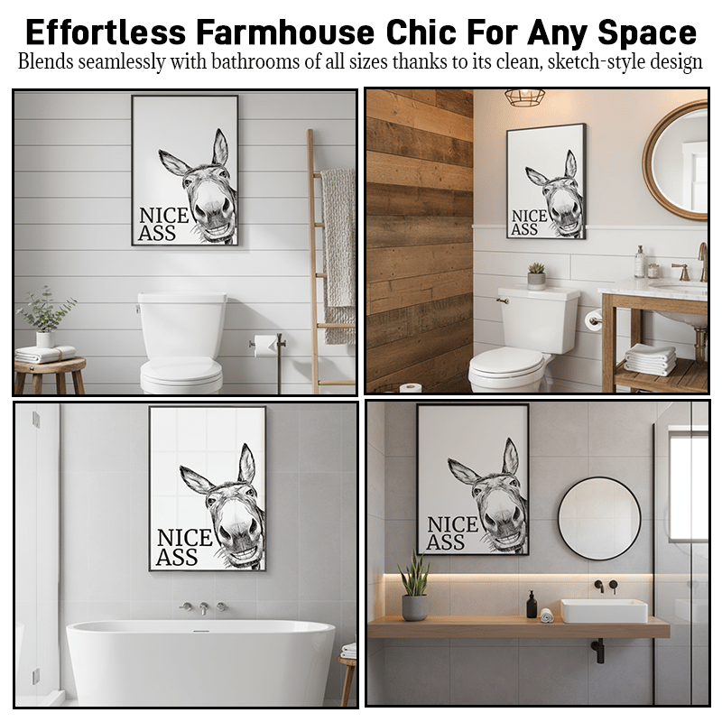 L'arte su tela del bagno con l'asino "Nice Ass" Umorismo nascosto per un bagliore puro