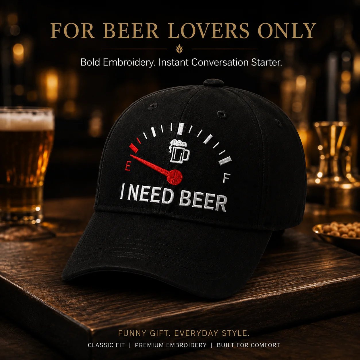 🔥ULTIMO GIORNO DI SCONTO DEL 50% – 🍺 Cappellino da baseball con ricamo “I NEED BEER” – Cappellino commemorativo unisex