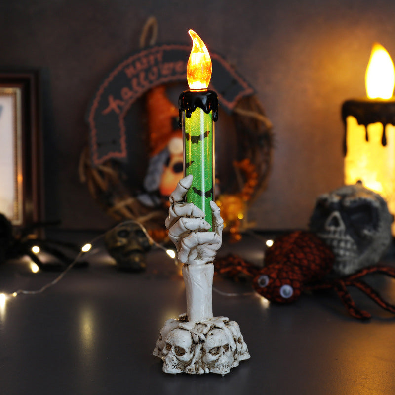 Decorazione a LED a forma di candela con una mano da fantasma per Hallowee