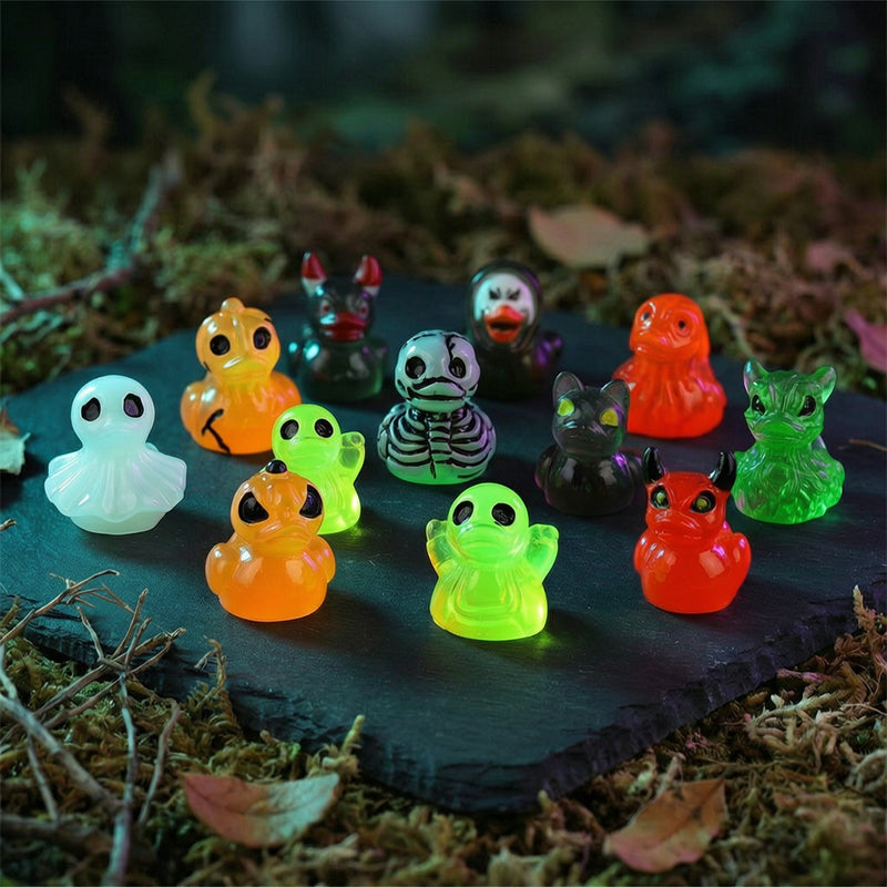 🎃🐤 Mini paperelle in resina per Halloween — 12 modelli spettrali, decorazioni minuscole da 1 pollice