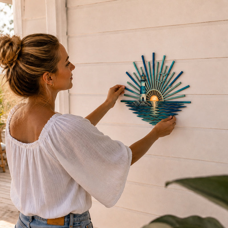 🌅 Decorazione da parete in metallo “Legend of the Sunset Tides” – 🌊 Decorazione da parete in metallo in stile nautico vintage