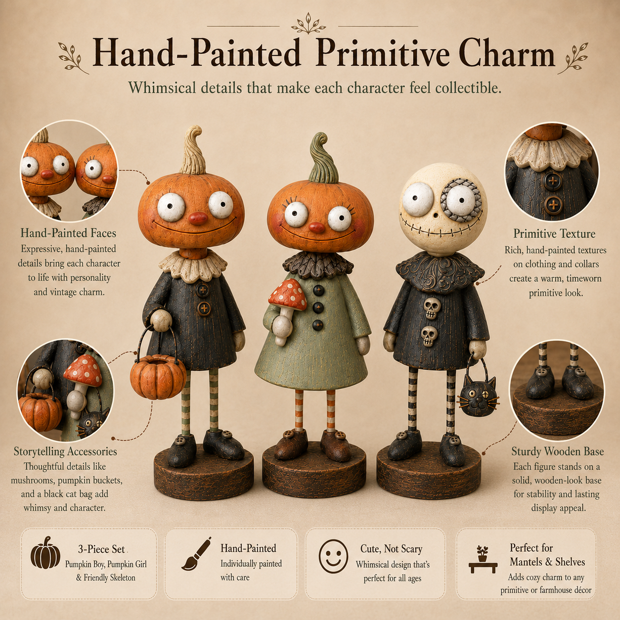 🎃Amici delle zucche primitive – Collezione di statuine vintage di Hallowee