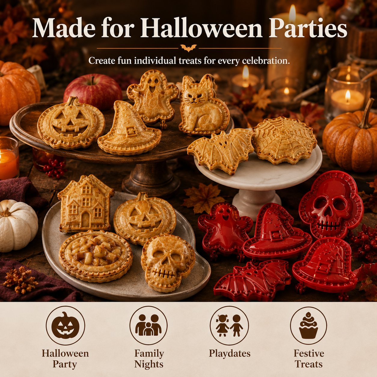 🎃 Set di 8 stampini per mini tortine di Halloween