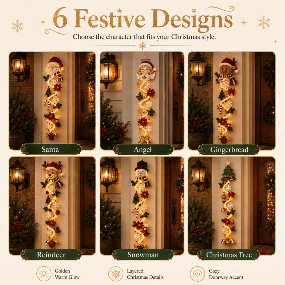 ⏳ Ultimo giorno con il 49% di sconto – 🎄MerryCascade™: decorazione luminosa da appendere alla porta per Natale | 6 modelli festosi con luci✨
