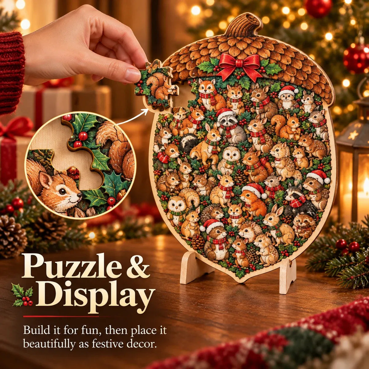 🎄Puzzle natalizio in legno con supporto | 9 motivi festivi da assemblare ed esporre