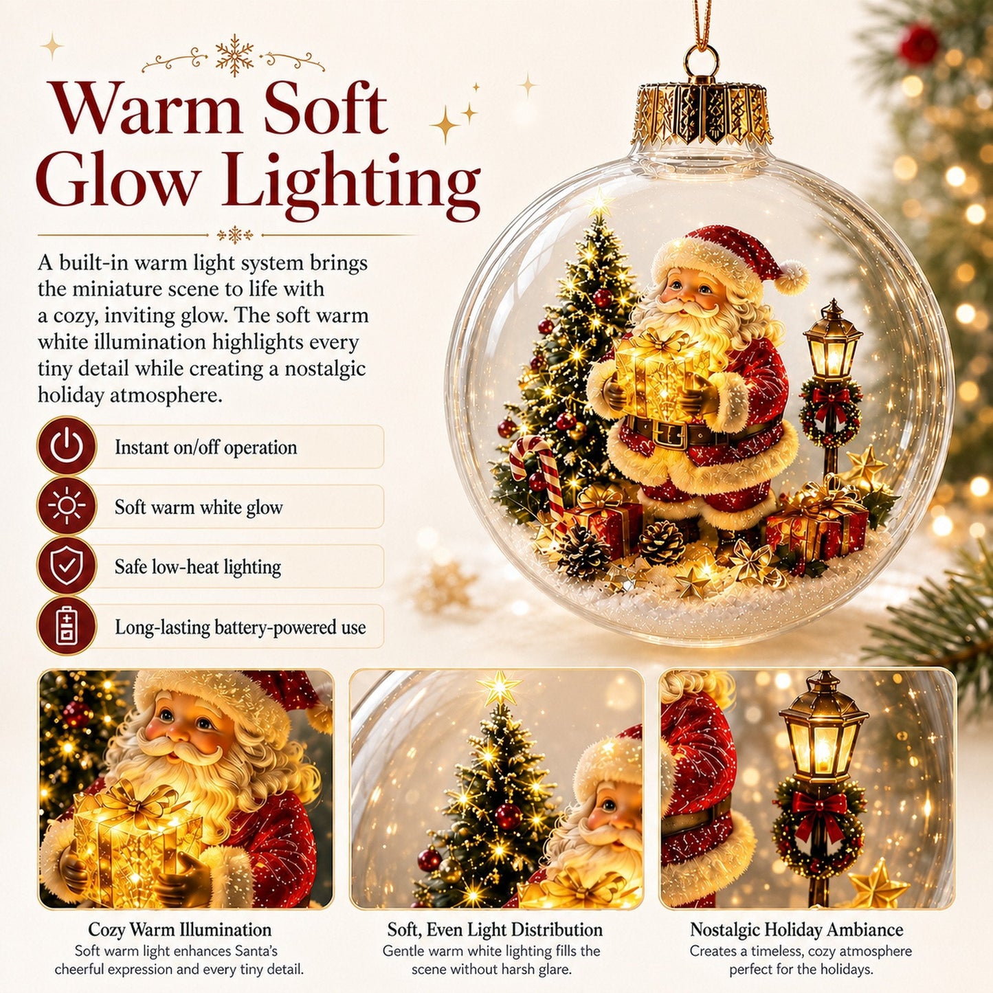 🎄Pallina di Natale luminosa con diorama natalizio – Un piccolo mondo invernale tra le tue mani