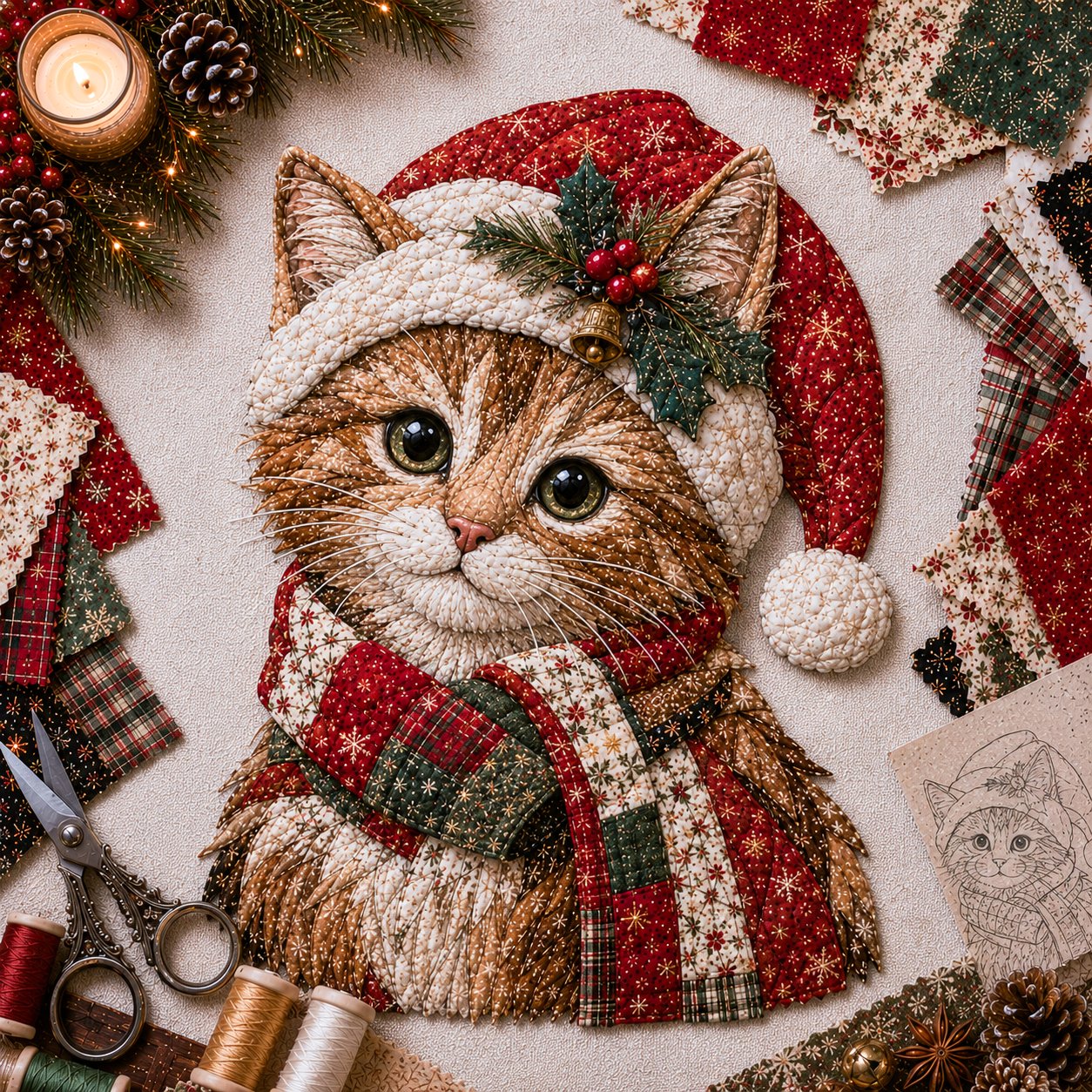 🔥ULTIMO GIORNO DI SCONTO DEL 49% - 🎅Set di decorazioni fai da te con tessuto patchwork natalizio – Risultati meravigliosi, non è richiesta alcuna esperienza
