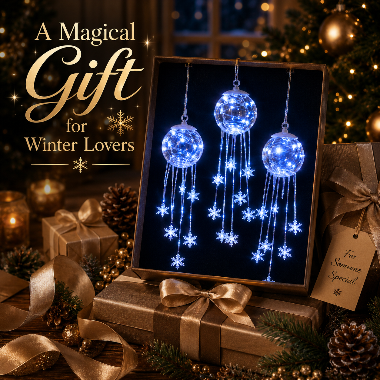 Winter Magic Snowflake Cascade – Decorazione natalizia sospesa a LED❄️