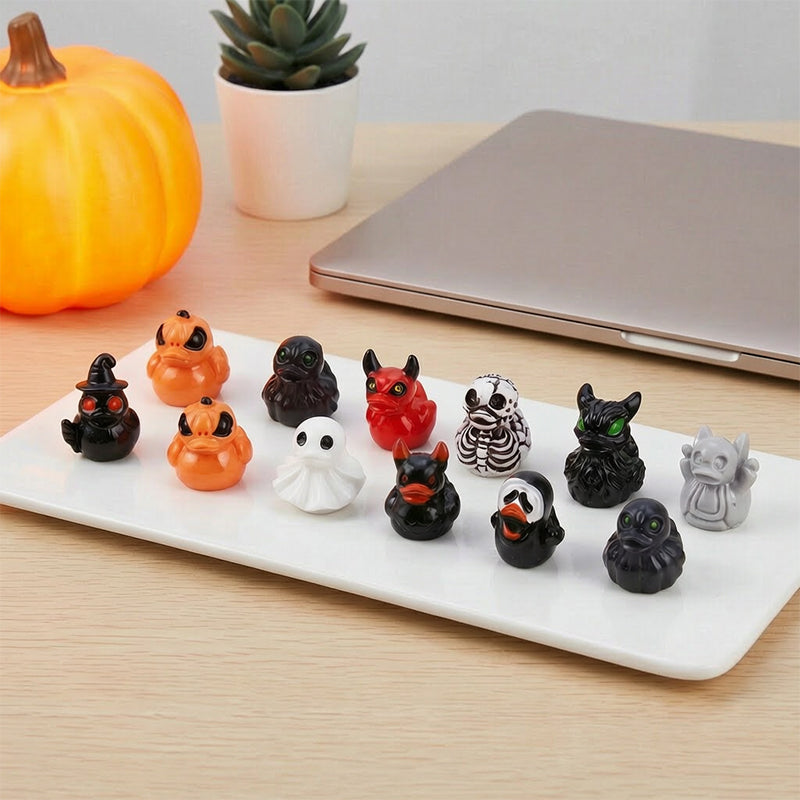 🎃🐤 Mini paperelle in resina per Halloween — 12 modelli spettrali, decorazioni minuscole da 1 pollice