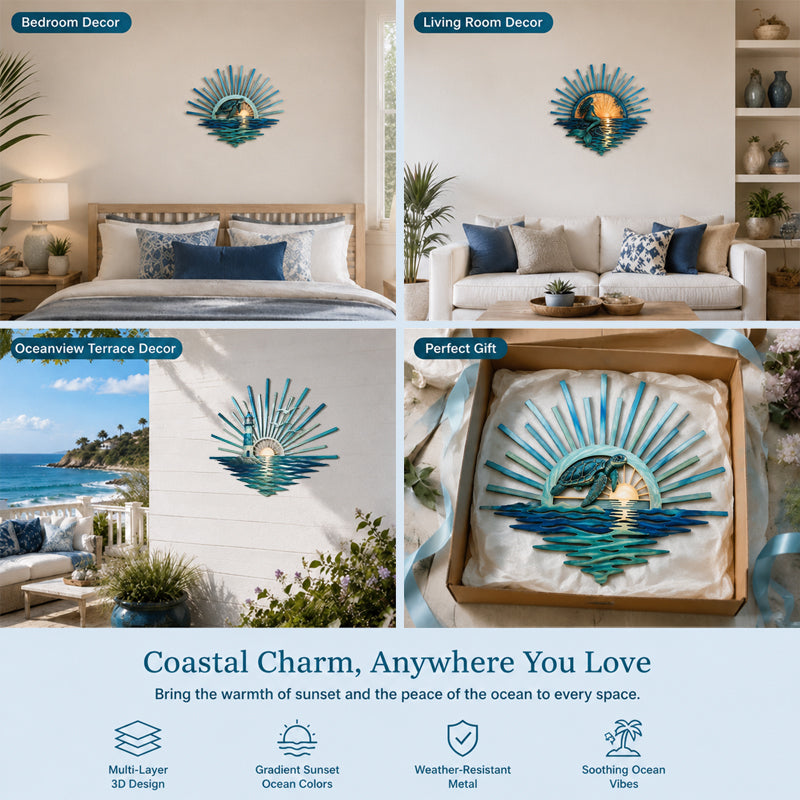 🌅 Decorazione da parete in metallo “Legend of the Sunset Tides” – 🌊 Decorazione da parete in metallo in stile nautico vintage