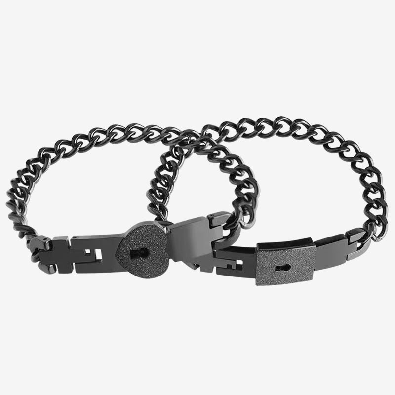 Bracciale di coppia con lucchetto a forma di cuore