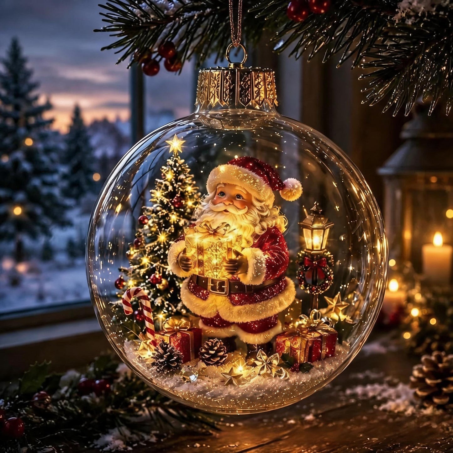🎄Pallina di Natale luminosa con diorama natalizio – Un piccolo mondo invernale tra le tue mani