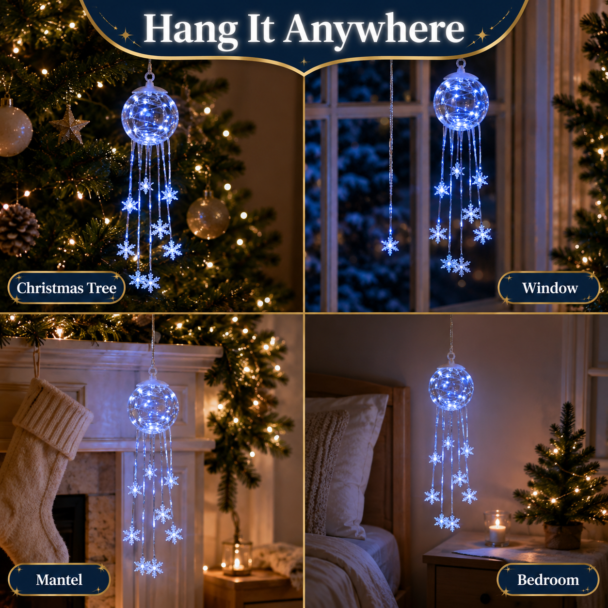 Winter Magic Snowflake Cascade – Decorazione natalizia sospesa a LED❄️