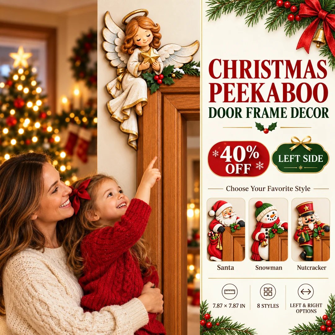 ⏰ULTIMO GIORNO: SCONTO DEL 50% 🎅Decorazione angolare per telaio della porta “Peekaboo” natalizi