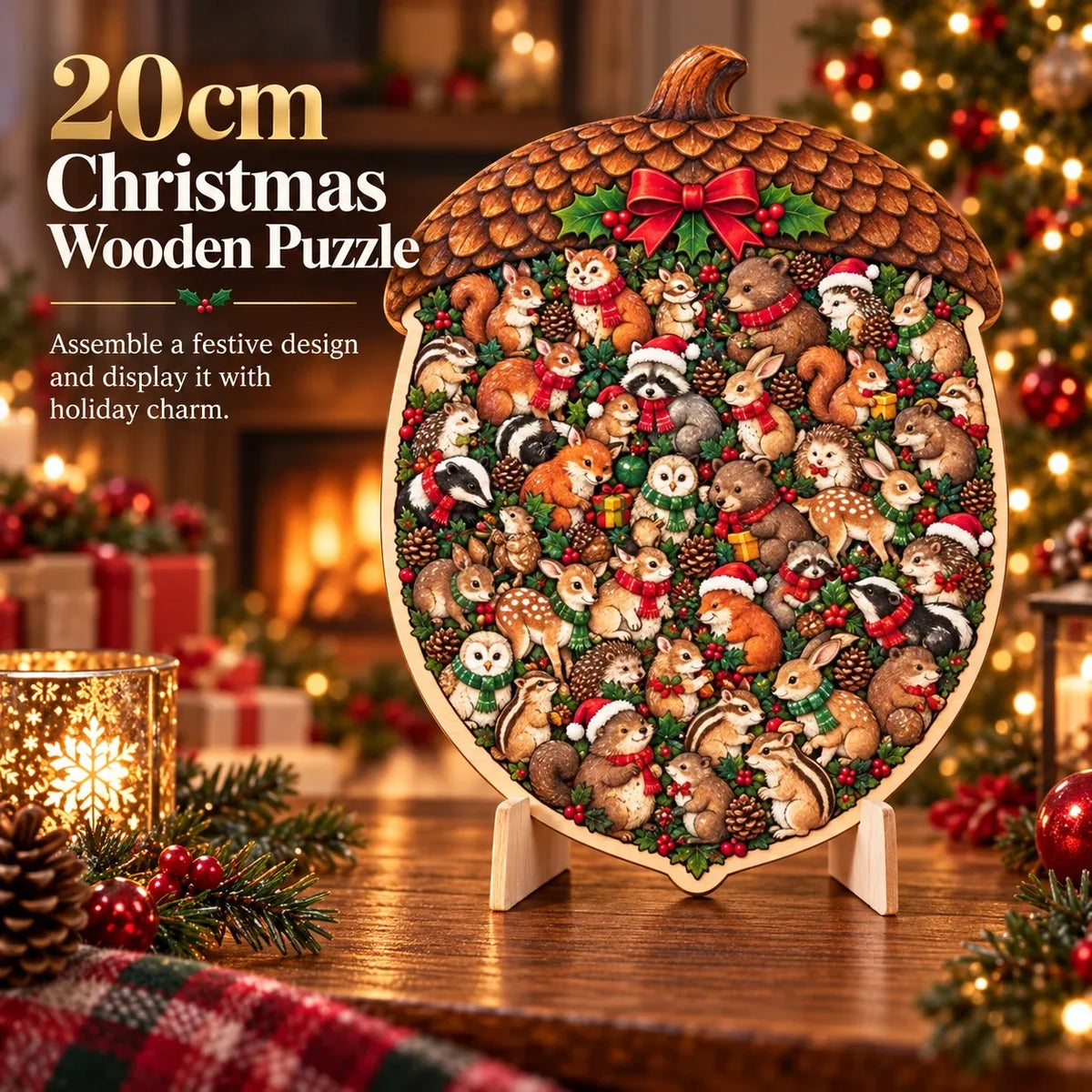 🎄Puzzle natalizio in legno con supporto | 9 motivi festivi da assemblare ed esporre