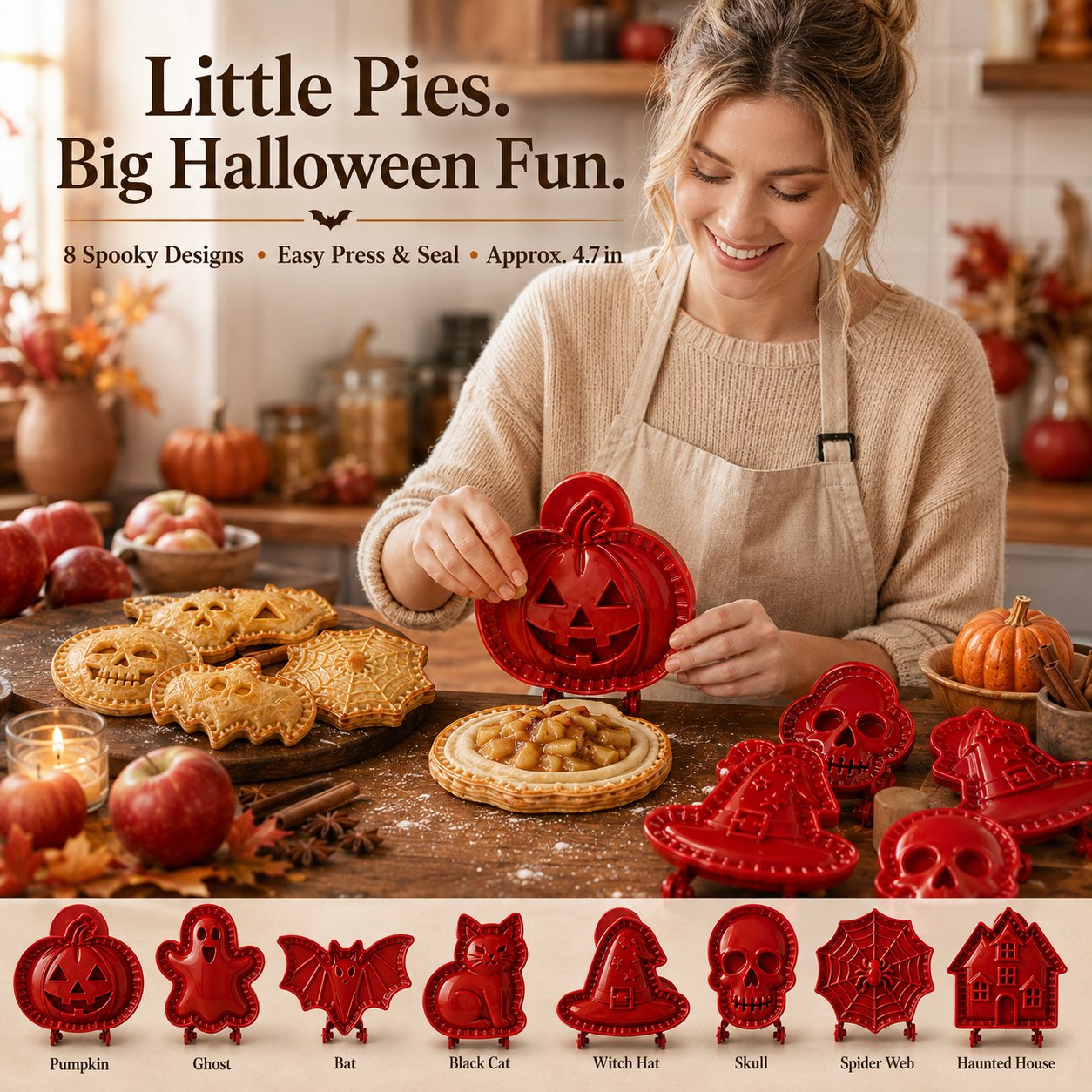 🎃 Set di 8 stampini per mini tortine di Halloween