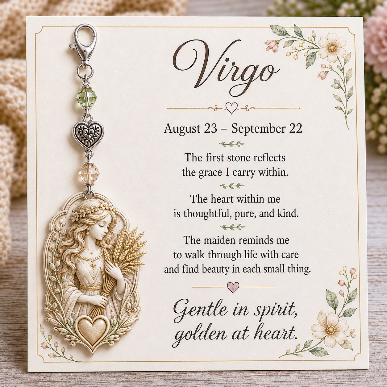 12 ciondoli con pietre natali dei segni zodiacali e biglietto ricordo | Regalo di compleanno a tema astrologia per le