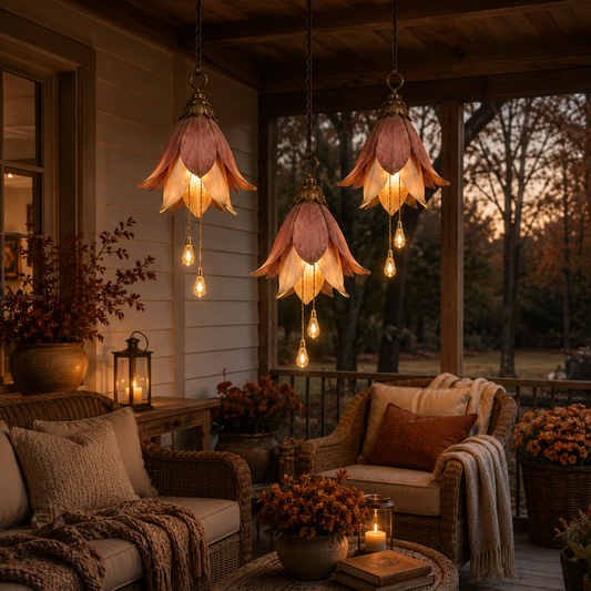 🌸Trasforma il tuo portico in un giardino magico ricco di atmosfera｜Set da tre lampade retrò a sospensione con fior