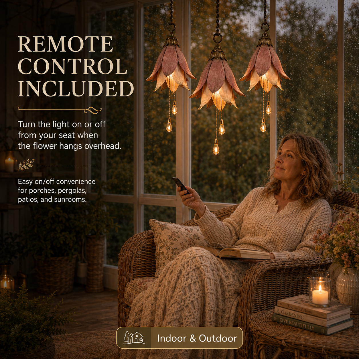 🌸Trasforma il tuo portico in un giardino magico ricco di atmosfera｜Set da tre lampade retrò a sospensione con fior