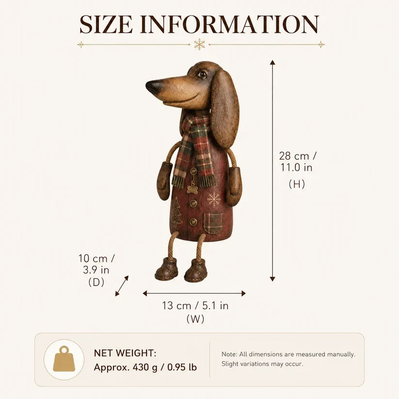 🎄 Figurina vintage da mensola a forma di bassotto natalizio | Decorazione festiva a forma di can