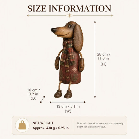 🎄 Figurina vintage da mensola a forma di bassotto natalizio | Decorazione festiva a forma di can
