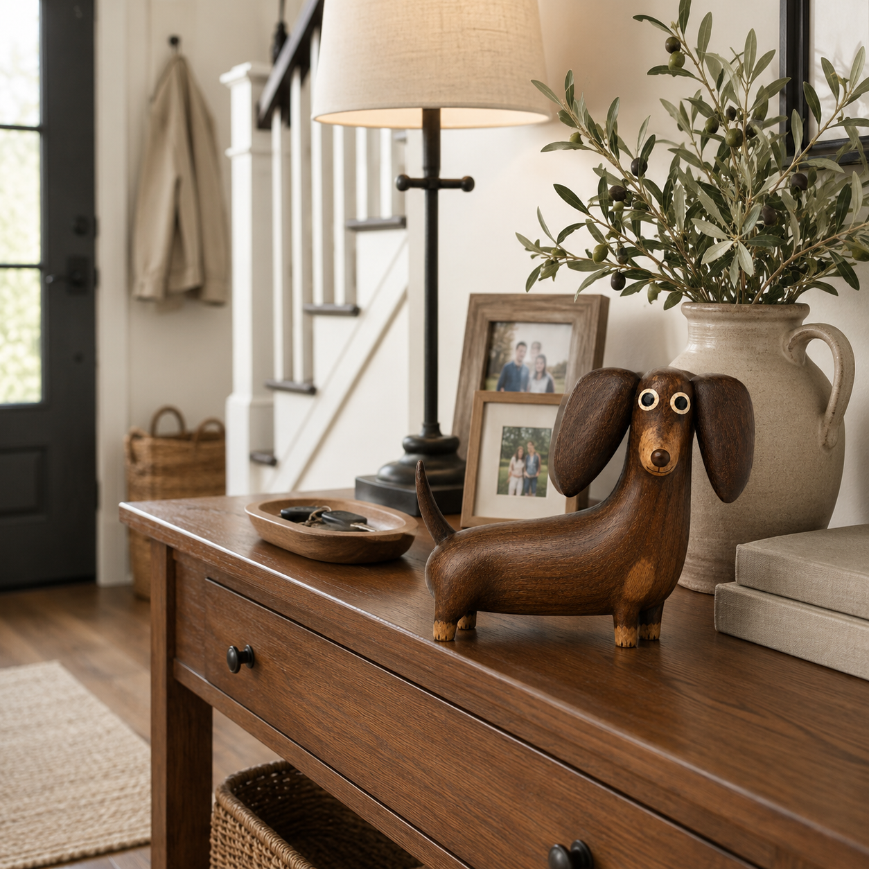 💡Scultura stravagante di un bassotto con effetto legn
