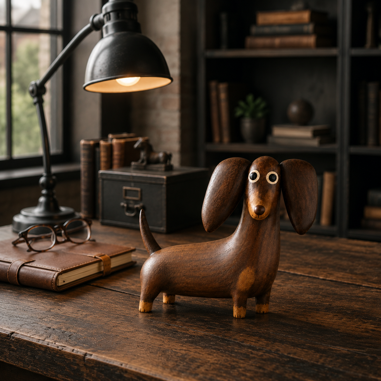 💡Scultura stravagante di un bassotto con effetto legn
