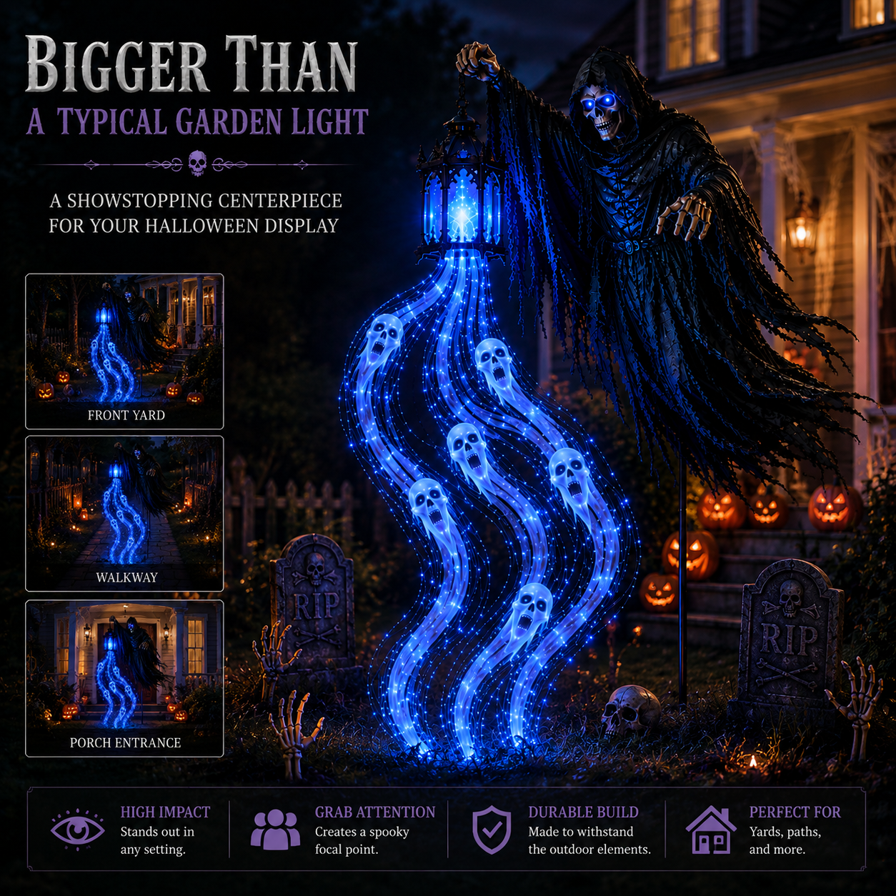 🎁Oggi SCONTO DEL 50%🎁💀Lampada da giardino animata “Halloween Soul Harvester”