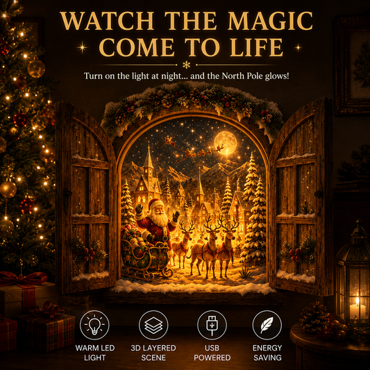 🎄 La finestrella segreta di Babbo Natale — Decorazione da parete natalizia 3D luminosa dell’Artico 🎅