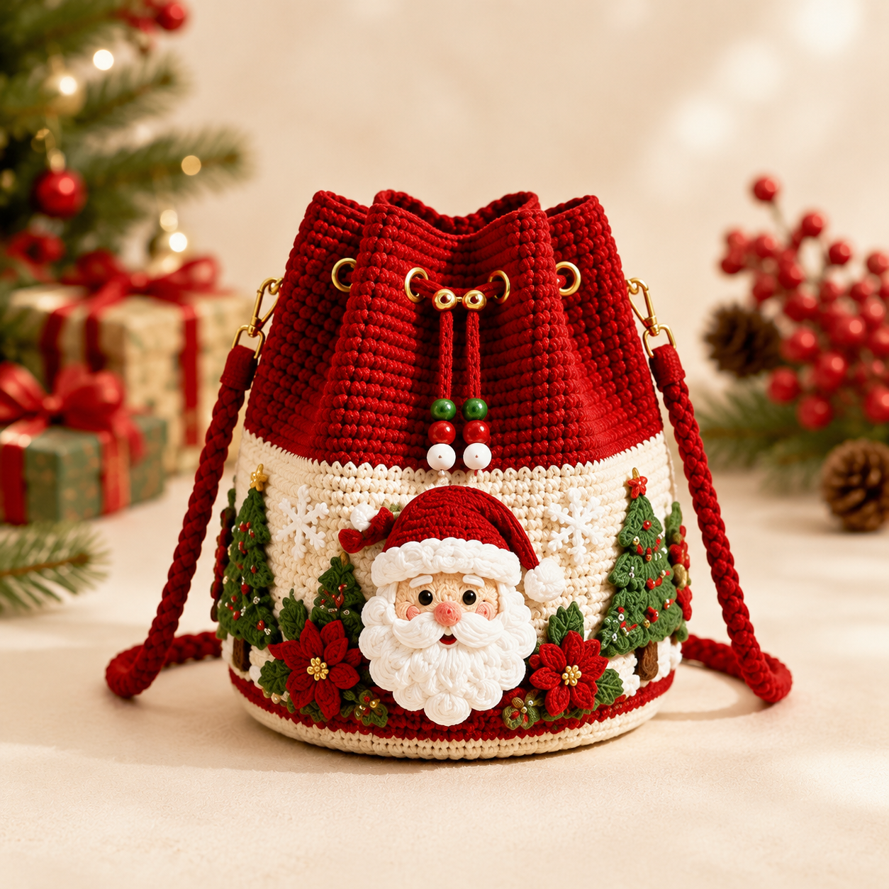 🎄Borsa a tracolla natalizia all’uncinetto 🎅 | 4 modelli di borse a tracolla lavorate a mano all’uncinetto con cordoncino