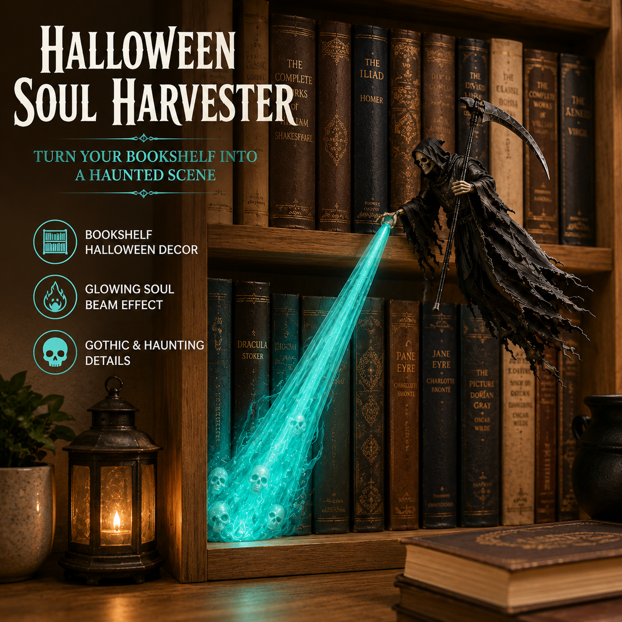 💀 The Soul Collector — Lampada da mensola “Haunted Reaper