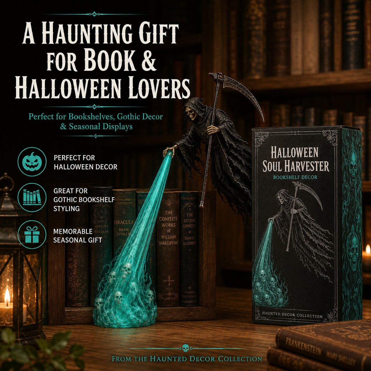 💀 The Soul Collector — Lampada da mensola “Haunted Reaper