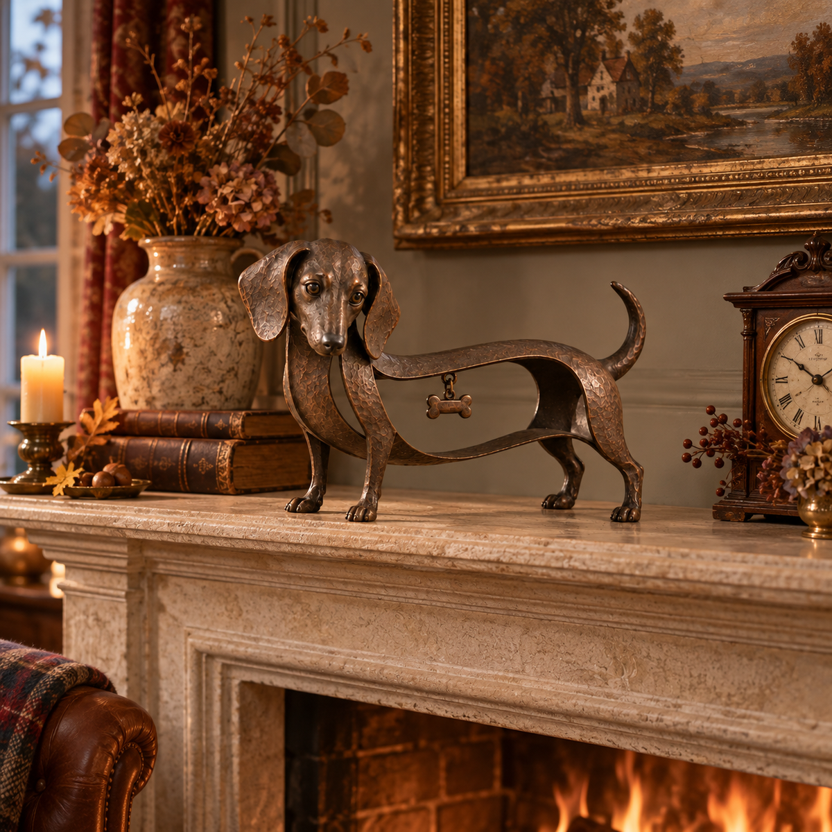 🐾Scultura di un bassotto in stile vintage – Un classico senza tempo / Decorazione vintage in ferro battuto raffigurante un bassotto