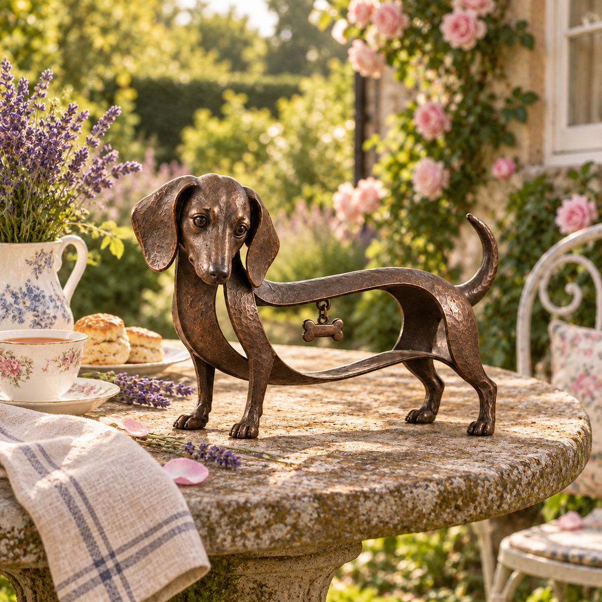 🐾Scultura di un bassotto in stile vintage – Un classico senza tempo / Decorazione vintage in ferro battuto raffigurante un bassotto